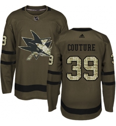 Men's Adidas San Jose Sharks #39 Logan Couture Premier Green Salute to Service NHL Jersey