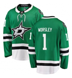 Men's Dallas Stars #1 Gump Worsley Fanatics Branded Green Home Breakaway NHL Jersey