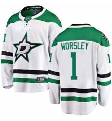 Men's Dallas Stars #1 Gump Worsley Fanatics Branded White Away Breakaway NHL Jersey