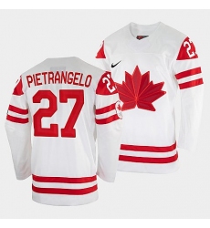 Men's Alex Pietrangelo Canada Hockey White 2022 Beijing Winter Olympic #27 Home Rrplica Jersey