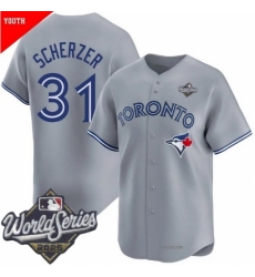 Men's Toronto Blue Jays 31 Max Scherzer Gray 2025 Home Cool Base Stitched Baseball Jersey
