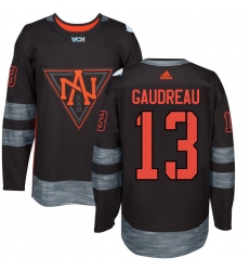 Men's Adidas Team North America #13 Johnny Gaudreau Authentic Black Away 2016 World Cup of Hockey Jersey
