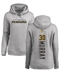 NHL Women's Adidas Pittsburgh Penguins #30 Matt Murray Ash Backer Pullover Hoodie