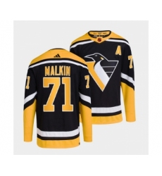 Men's Pittsburgh Penguins #71 Evgeni Malkin Black 2022-23 Reverse Retro Stitched Jersey