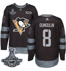 Men's Adidas Pittsburgh Penguins #8 Brian Dumoulin Authentic Black 1917-2017 100th Anniversary 2017 Stanley Cup Champions NHL Jersey