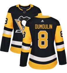 Women's Adidas Pittsburgh Penguins #8 Brian Dumoulin Authentic Black Home NHL Jersey
