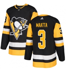 Men's Adidas Pittsburgh Penguins #3 Olli Maatta Premier Black Home NHL Jersey