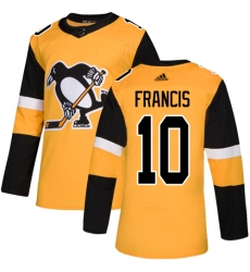 Men's Adidas Pittsburgh Penguins #10 Ron Francis Premier Gold Alternate NHL Jersey