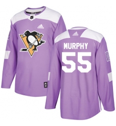 Men's Adidas Pittsburgh Penguins #55 Larry Murphy Authentic Purple Fights Cancer Practice NHL Jersey