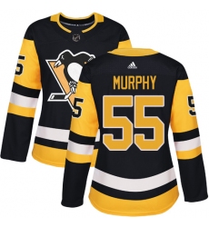 Women's Adidas Pittsburgh Penguins #55 Larry Murphy Authentic Black Home NHL Jersey