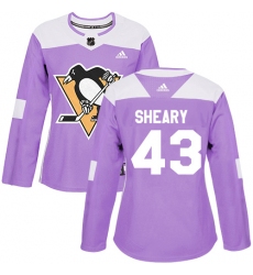 Women's Adidas Pittsburgh Penguins #43 Conor Sheary Authentic Purple Fights Cancer Practice NHL Jersey