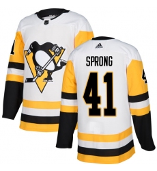 Men's Adidas Pittsburgh Penguins #41 Daniel Sprong Authentic White Away NHL Jersey