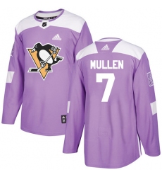 Youth Adidas Pittsburgh Penguins #7 Joe Mullen Authentic Purple Fights Cancer Practice NHL Jersey