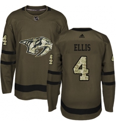 Youth Adidas Nashville Predators #4 Ryan Ellis Authentic Green Salute to Service NHL Jersey