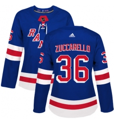 Women's Adidas New York Rangers #36 Mats Zuccarello Authentic Royal Blue Home NHL Jersey