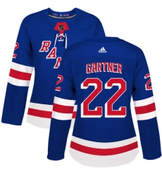 Women's Adidas New York Rangers #22 Mike Gartner Authentic Royal Blue Home NHL Jersey