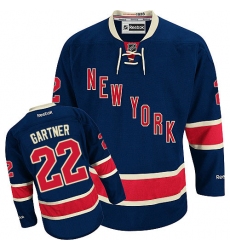 Women's Reebok New York Rangers #22 Mike Gartner Authentic Navy Blue Third NHL Jersey