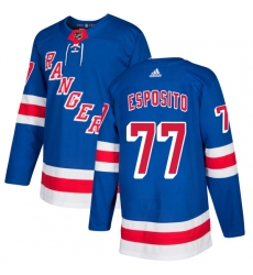 Men's Adidas New York Rangers #77 Phil Esposito Authentic Royal Blue Home NHL Jersey