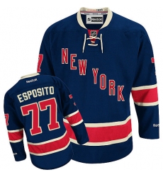 Men's Reebok New York Rangers #77 Phil Esposito Authentic Navy Blue Third NHL Jersey