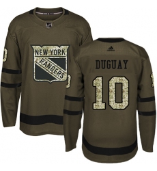 Youth Adidas New York Rangers #10 Ron Duguay Authentic Green Salute to Service NHL Jersey