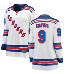 Women's New York Rangers #9 Adam Graves Fanatics Branded White Away Breakaway NHL Jersey