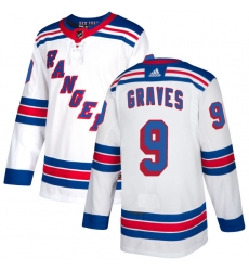 Youth Reebok New York Rangers #9 Adam Graves Authentic White Away NHL Jersey