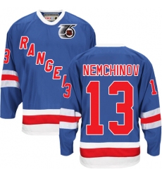 Men's CCM New York Rangers #13 Sergei Nemchinov Authentic Royal Blue 75TH Throwback NHL Jersey