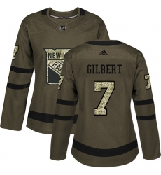 Women's Adidas New York Rangers #7 Rod Gilbert Authentic Green Salute to Service NHL Jersey
