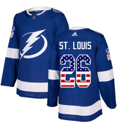 Men's Adidas Tampa Bay Lightning #26 Martin St. Louis Authentic Blue USA Flag Fashion NHL Jersey