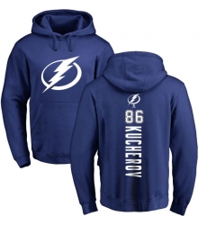 NHL Adidas Tampa Bay Lightning #86 Nikita Kucherov Royal Blue Backer Pullover Hoodie
