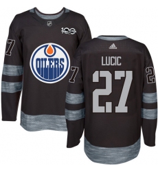 Men's Adidas Edmonton Oilers #27 Milan Lucic Authentic Black 1917-2017 100th Anniversary NHL Jersey