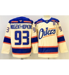 Men's Edmonton Oilers #93 Ryan Nugent-Hopkins Light Beige 2025 Alternate With A Stitched Hockey Jersey