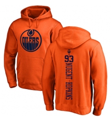NHL Adidas Edmonton Oilers #93 Ryan Nugent-Hopkins Orange One Color Backer Pullover Hoodie
