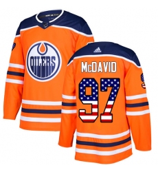 Men's Adidas Edmonton Oilers #97 Connor McDavid Authentic Orange USA Flag Fashion NHL Jersey