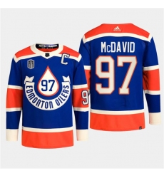 Men's Edmonton Oilers #97 Connor McDavid Royal 2024 Stanley Cup Final Heritage Classic Primegreen Stitched Jersey