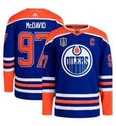 Men's Edmonton Oilers #97 Connor McDavid Royal 2024 Stanley Cup Final Stitched Jersey