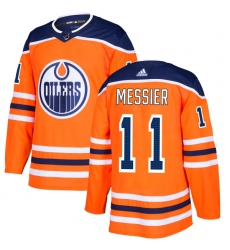 Men's Adidas Edmonton Oilers #11 Mark Messier Authentic Orange Home NHL Jersey