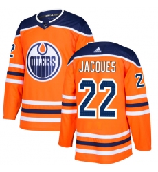Men's Adidas Edmonton Oilers #22 Jean-Francois Jacques Authentic Orange Home NHL Jersey