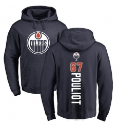 NHL Adidas Edmonton Oilers #67 Benoit Pouliot Navy Blue Backer Pullover Hoodie