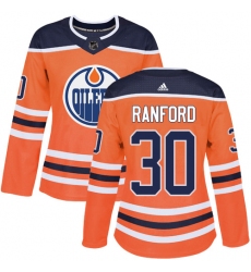 Women's Adidas Edmonton Oilers #30 Bill Ranford Authentic Orange Home NHL Jersey