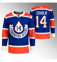 Men's Edmonton Oilers #14 Mattias Ekholm 2023 Royal Heritage Classic Primegreen Stitched Jersey