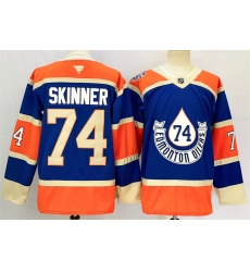 Men's Edmonton Oilers #74 Stuart Skinner Royal 2024-25 Heritage Classic Primegreen Stitched Jersey