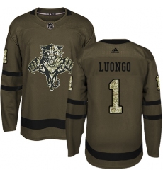 Youth Adidas Florida Panthers #1 Roberto Luongo Authentic Green Salute to Service NHL Jersey