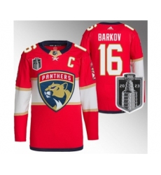 Men's Florida Panthers #16 Aleksander Barkov Red 2023 Stanley Cup Final Stitched Jersey