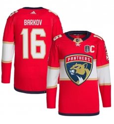 Men's Florida Panthers #16 Aleksander Barkov Red 2024 Stanley Cup Final Stitched Jersey