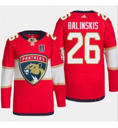 Men's Florida Panthers #26 Uvis Balinskis Red 2024 Stanley Cup Final Stitched Jersey