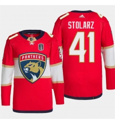 Men's Florida Panthers #41 Anthony Stolarz Red 2024 Stanley Cup Final Stitched Jersey
