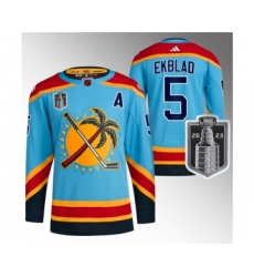 Men's Florida Panthers #5 Aaron Ekblad Blue 2023 Stanley Cup Final Reverse Retro Stitched Jersey