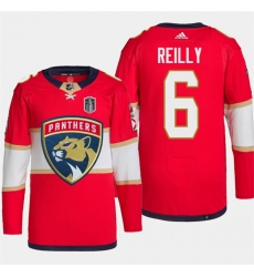 Men's Florida Panthers #6 Mike Reilly Red 2024 Stanley Cup Final Stitched Jersey