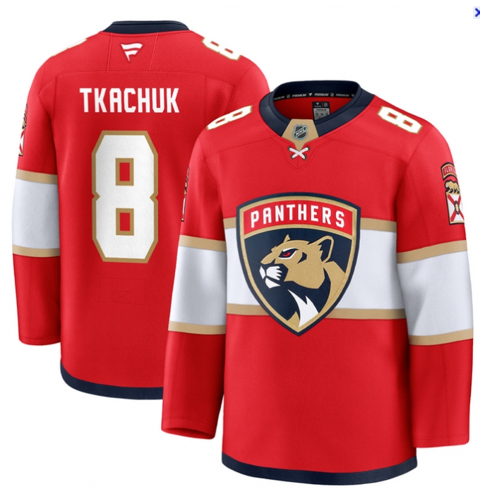 Men's Florida Panthers #8 Brady Tkachuk Red Stitched Hockey Home Jersey